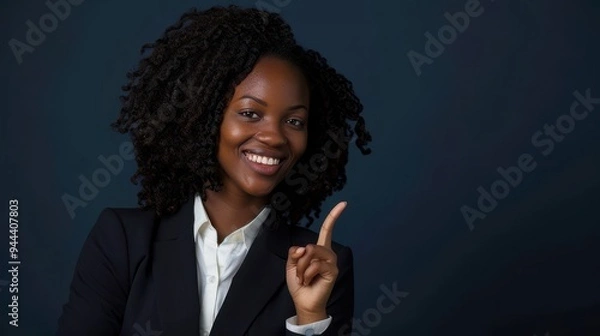 Obraz Smiling African Woman in Navy Blazer