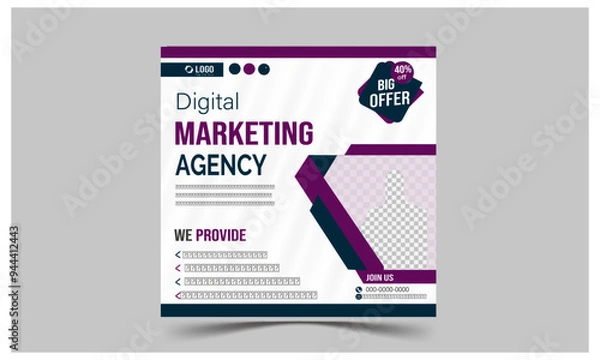Obraz Digital business marketing post banner template, advertising design, social media banner post design