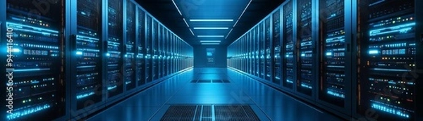 Obraz A secure server room highlighting multifactor authentication, with advanced firewall measures and innovative protection protocols