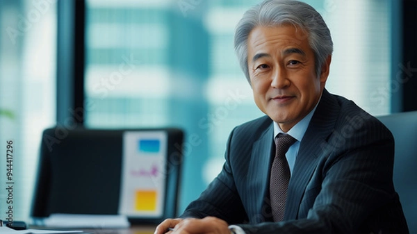 Fototapeta 会議室で戦略会議を指導するビジネスマン