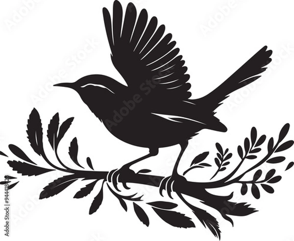 Obraz Wren silhouette Vector illustration on white background