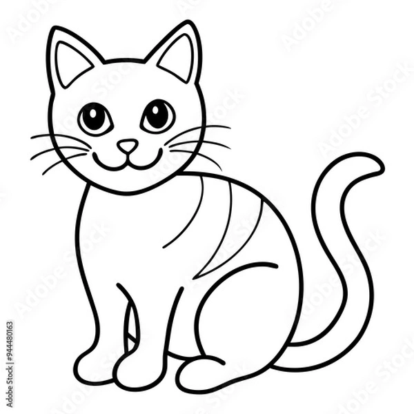 Fototapeta Halloween cat line art vector illustration, Halloween outline vector	

