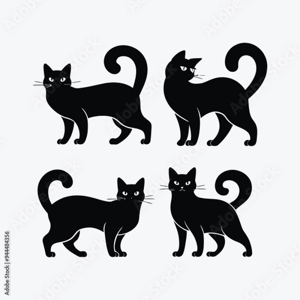 Obraz Elegant Siberian Cat Silhouette Vector Illustration Template