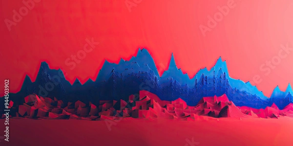 Fototapeta Sales by Region Graph: Red and Blue Regions Showcase Sales Data