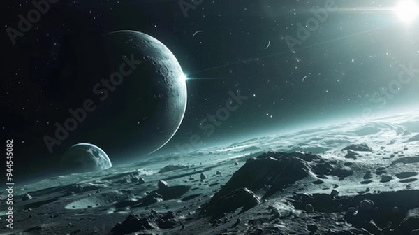 Obraz space scene, masterpiece, a lot of planets and moons, otherworldly, mind blowing