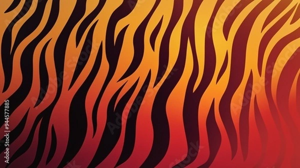 Fototapeta Simplified abstract interpretation of tiger stripes in a gradient of warm hues