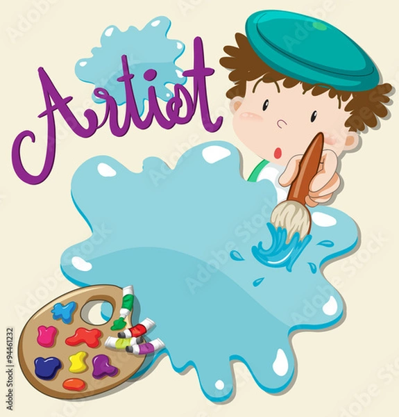 Fototapeta Artist with paintbrush and palette