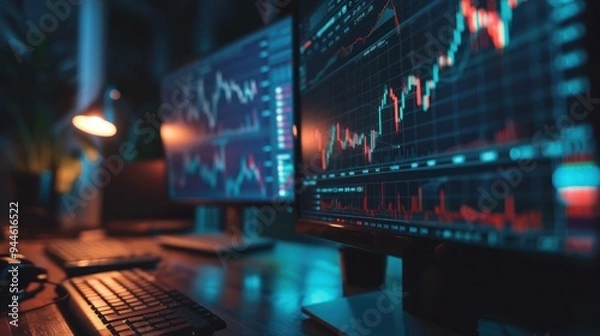Obraz Financial Data Analysis on Computer Screen
