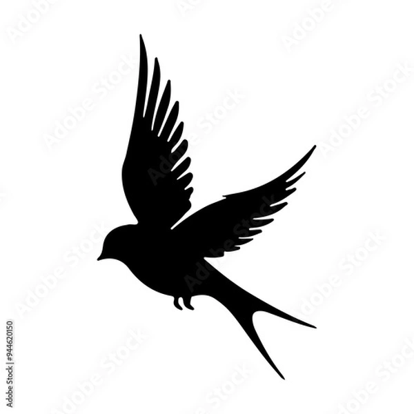 Obraz Lovebird vector icon silhouette on white background, flying bird flat vector icon, bird drawing art