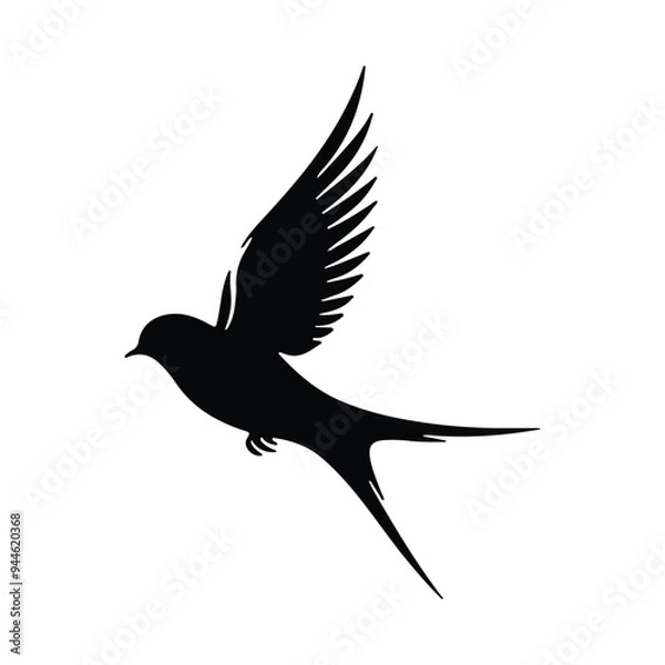 Obraz Lovebird vector icon silhouette on white background, flying bird flat vector icon, bird drawing art