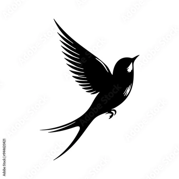 Obraz Lovebird vector icon silhouette on white background, flying bird flat vector icon, bird drawing art