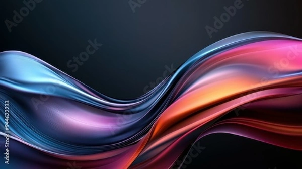 Obraz Colorful flowing abstract patterns in smooth gradients against a dark background create a mesmerizing visual experience highlighting fluid motion and artistic expression.