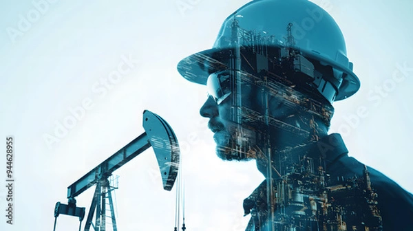 Fototapeta Engineers driving production efficiency in the dynamic oil industry