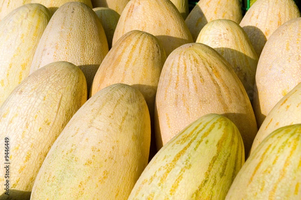 Fototapeta Fresh melons in the street market