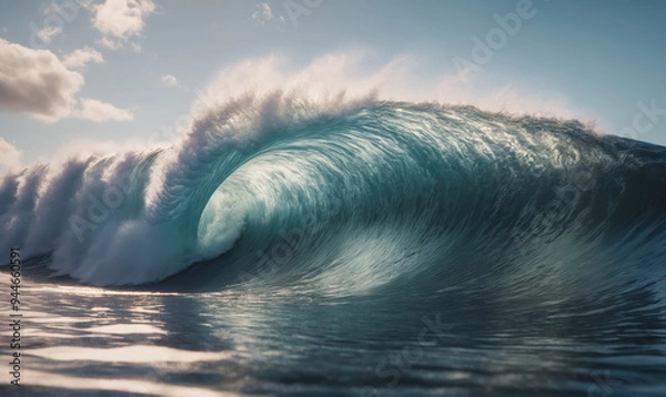 Obraz A large wave crashes in the ocean on a sunny day