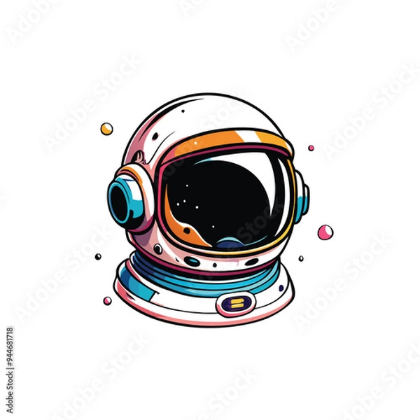 Obraz Illustration of a spaceman helmet with a colorful design.