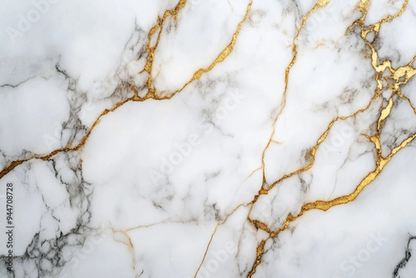 Obraz White marble with golden lines background