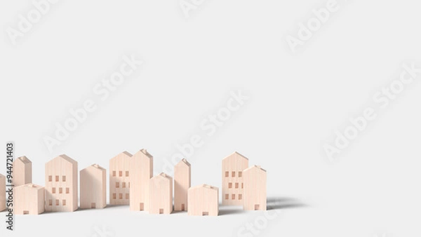 Fototapeta The wood building on white background for property concept 3d rendering.