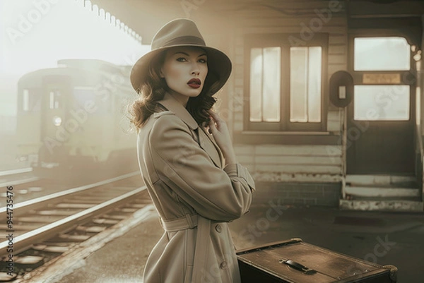 Obraz Classic Hollywood Glamour: 1940s Train Station