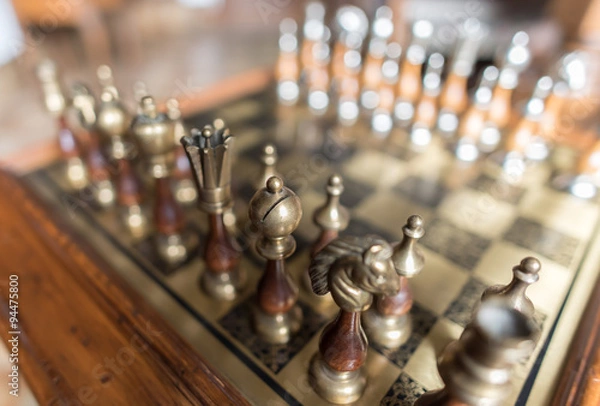 Obraz Aligned chess pieces