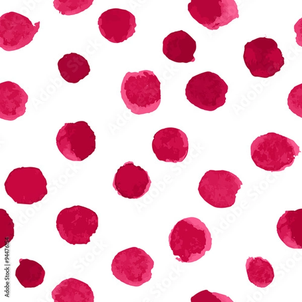 Obraz Vector Seamless Watercolor Red Polka Dot Pattern