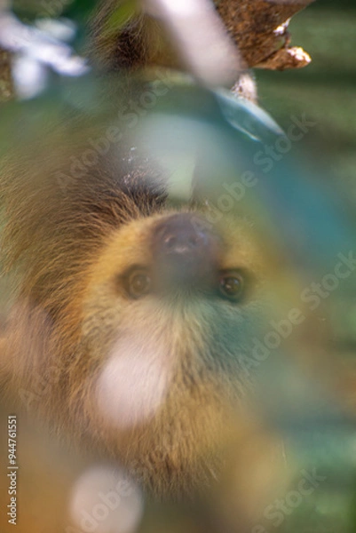 Obraz A sloth looking through the branches