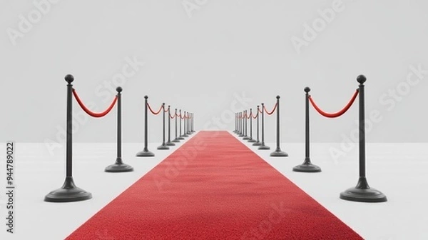 Obraz 3D rendering of a red carpet isolated on a white background