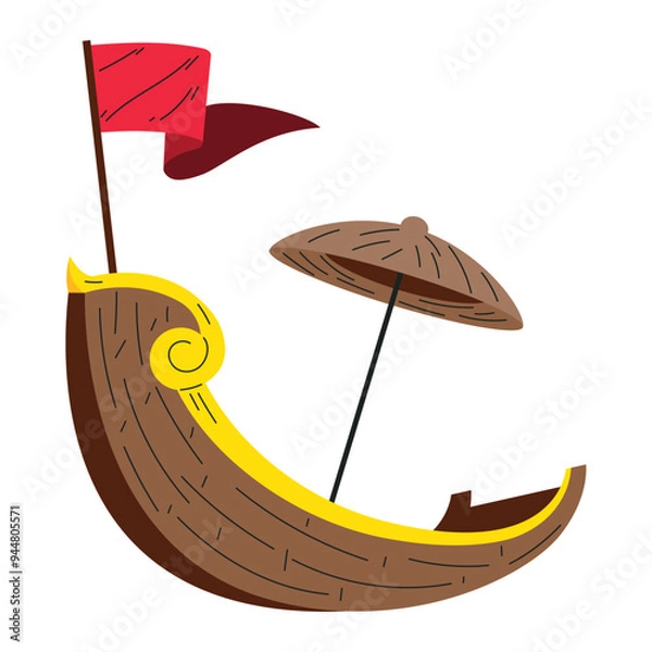 Obraz boat with umbrella for onam festival