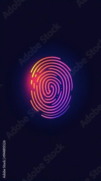 Fototapeta Digital fingerprint, geometric patterns, glowing lines, dark background
