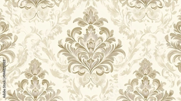 Obraz Elegant cream and gold damask wallpaper pattern.