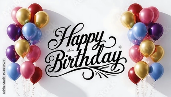 Fototapeta happy birthday card with balloons