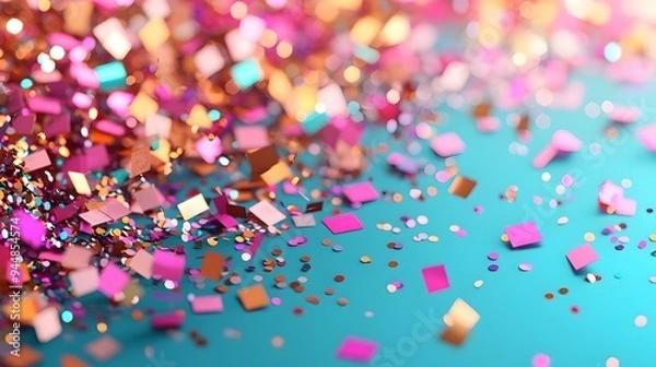 Obraz Dazzling Confetti and Glitter Shower with Reflective Sparkles in 3D