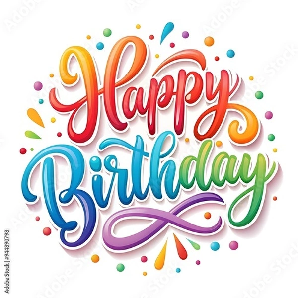Obraz A happy birthday card with colorful letters and the words happy birthday on it