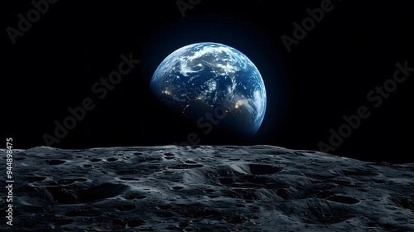 Fototapeta a serene image of the earth as seen from the moon