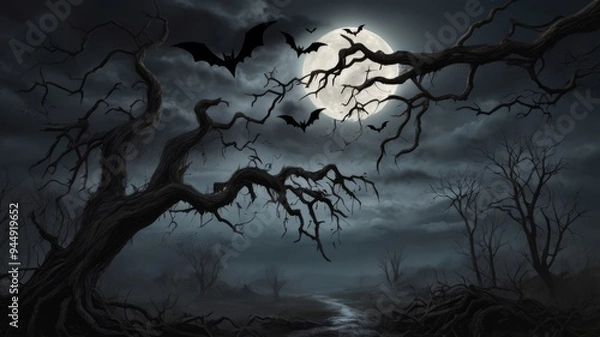 Fototapeta Haunted Moonlit Forest 