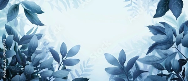 Fototapeta Abstract Blue Leaf Illustration with White Background