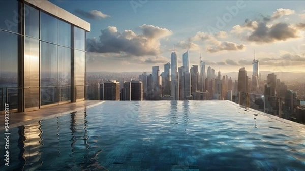 Fototapeta Majestic Buildings Shining Creating Beautiful Reflections