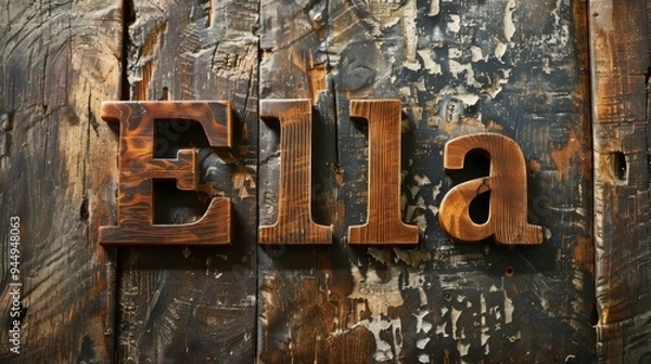 Fototapeta Wooden Mahogany personalized name postcard perfect for decor.