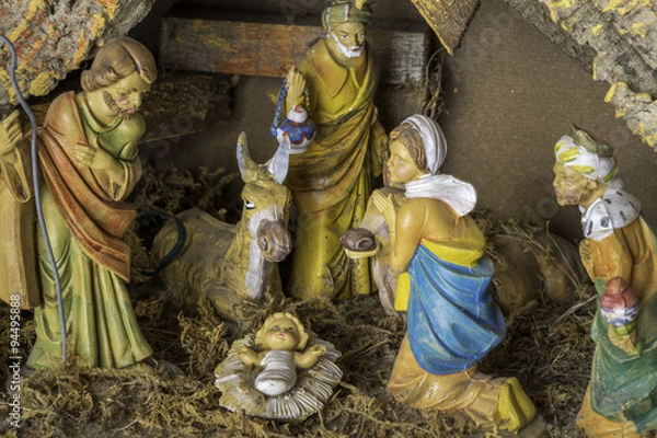 Fototapeta Christmas nativity scene model