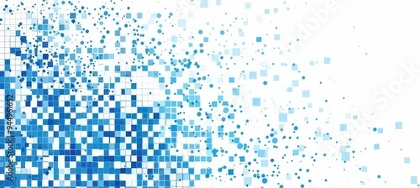 Obraz Abstract blue pixel grid background