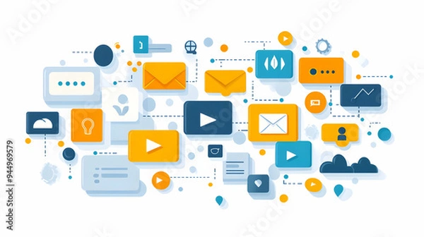 Fototapeta Social Media Network Digital Marketing Communication Collaboration Technology Internet Business Network Connection Social Online Global So