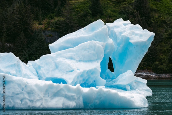 Fototapeta Iceberg from Sawyer glacier floating in Tracy Arm fjjord in Alaska near Juneau
