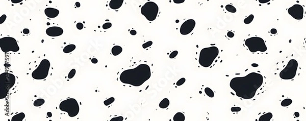 Fototapeta Abstract Pattern of Irregular Black Shapes on White Background