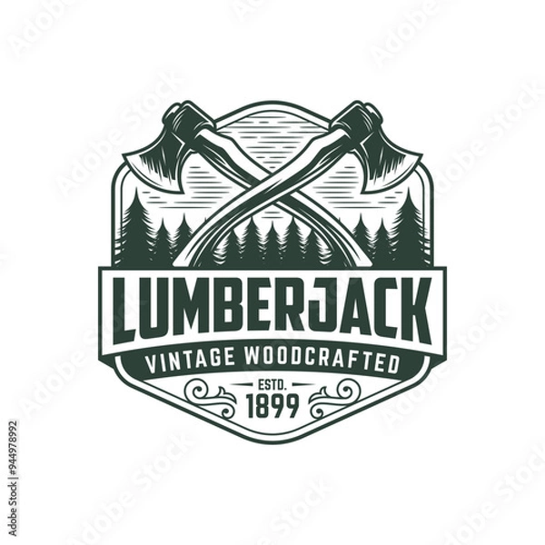 Obraz Vintage Woodwork Carpentry Logo Design Vector Template illustration