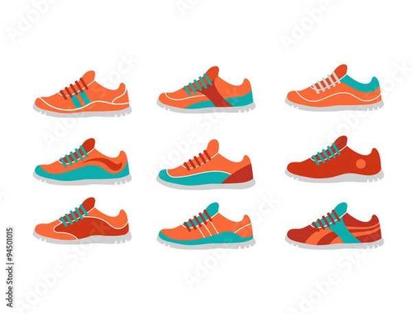 Fototapeta Vector running, sprort and gym shoes