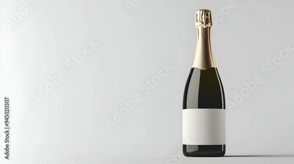 Fototapeta A sleek, minimalistic bottle of champagne with a blank label mockup