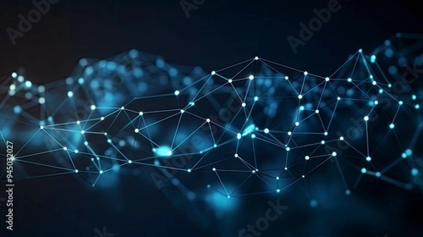 Obraz Polygonal science background with connecting dots and lines. Digital data visualization.