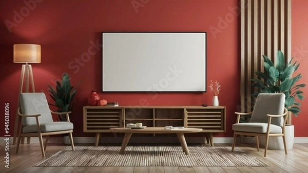 Fototapeta living room interior with tv