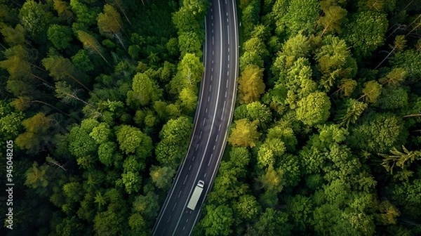 Fototapeta A green logistics company optimizing transportation routes for fuel efficiency and emissions reduction.