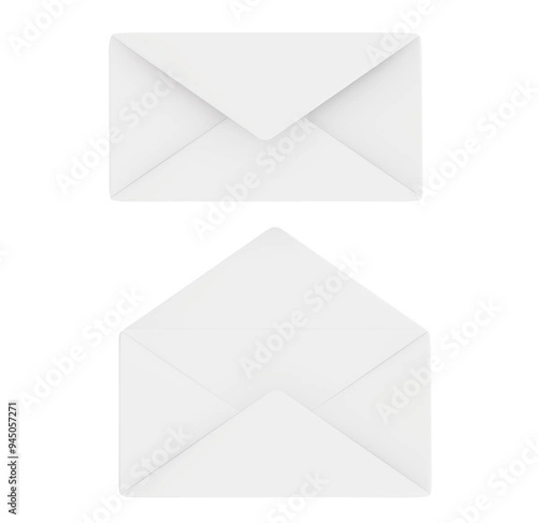 Fototapeta White Open Envelope isolated on png transparent background.
